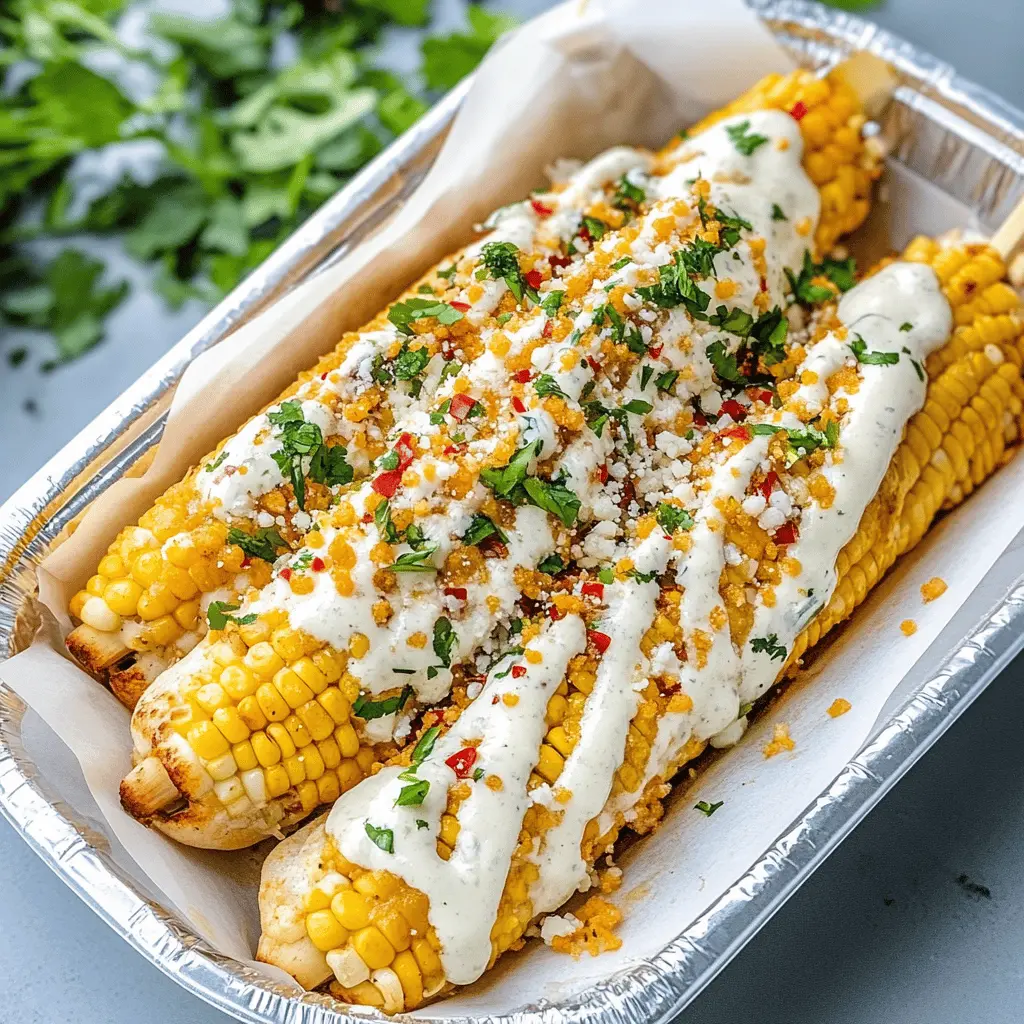 This easy Elote recipe comes with a creamy sauce that brings out the sweet and smoky flavors of the corn. Made with fresh corn, lime juice, and a blend of spices, it's the perfect side dish for your summer barbecues or family gatherings. Save this pin for a delicious side that everyone will love at your next cookout!