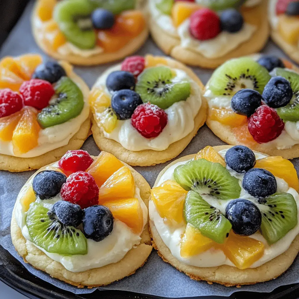 These colorful Fruit Pizza Cookies are a fun twist on dessert! Topped with creamy frosting and vibrant fresh fruit, they are perfect for parties, potlucks, or a special treat at home. Made with a soft cookie base, these delights are not only delicious but also customizable with your favorite fruits. Save this recipe for your next gathering and enjoy a burst of fruity sweetness that's always a hit!