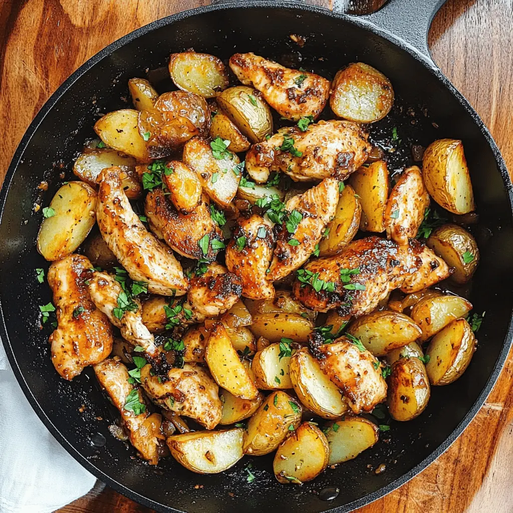 Looking for a quick and easy dinner? This Garlic Butter Chicken and Potatoes Skillet is packed with flavor and comes together in one pan! Juicy chicken thighs and tender potatoes are perfectly seasoned and cooked in rich garlic butter. Perfect for weeknight meals or cozy family dinners! Save this recipe for your next tasty meal!