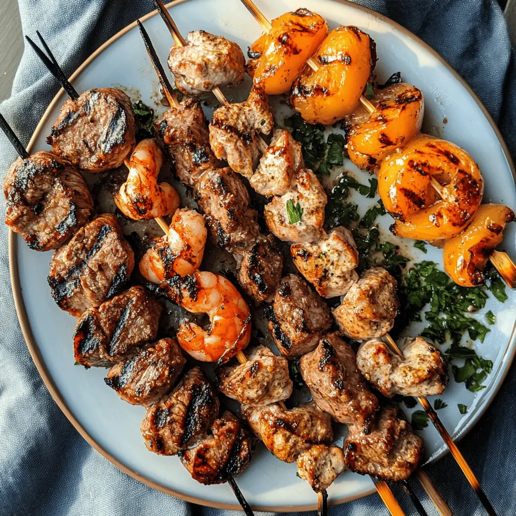 Get ready to impress at your next barbecue with these Grilled Surf and Turf Skewers! Juicy steak and succulent shrimp are perfectly paired for a flavor that everyone loves. Easy to prepare and bursting with deliciousness, they’re great for summer gatherings, weeknight dinners, or any occasion. Save this recipe for a tasty twist on your grilling routine!