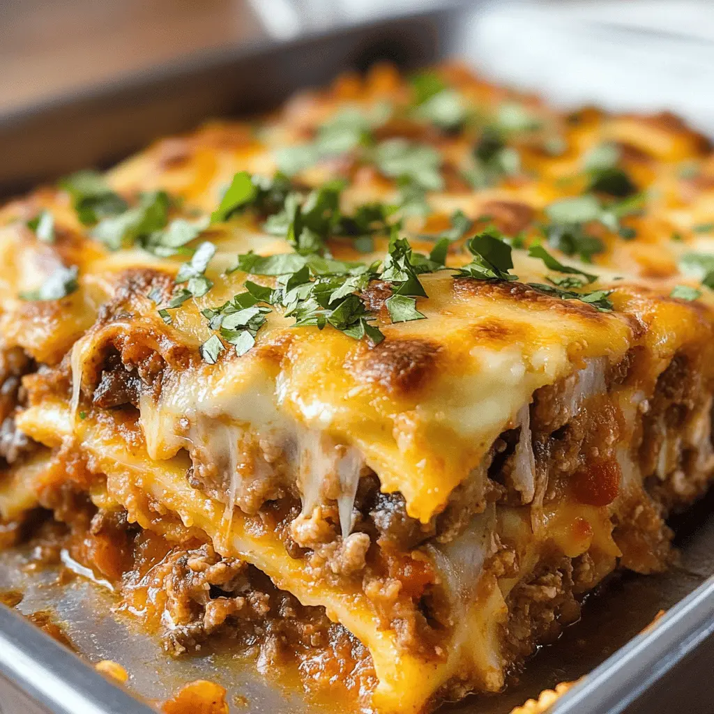 Say goodbye to ordinary dinner nights with this Mexican Lasagna that layers delicious tortillas, seasoned beef, and zesty cheese! Perfect for taco lovers, this recipe combines all your favorite flavors into a comforting dish. Save it now for a quick weeknight meal or a festive gathering with friends and family!