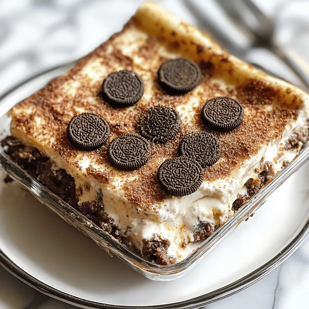 Layered with rich cream cheese, decadent chocolate pudding, and crunchy Oreo cookies, this Oreo Lasagna is a delightful no-bake dessert that's perfect for any occasion! Ideal for parties, family gatherings, or a sweet treat at home. Save this recipe to impress your loved ones with a delicious, easy-to-make dessert that everyone will adore!