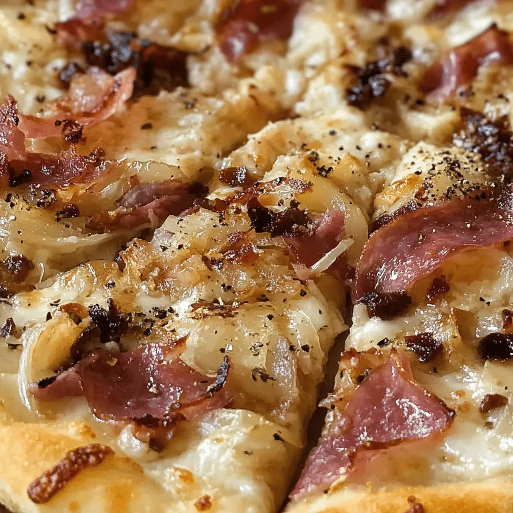 Easy White BBQ Pizza with Prosciutto and Caramelized Onions