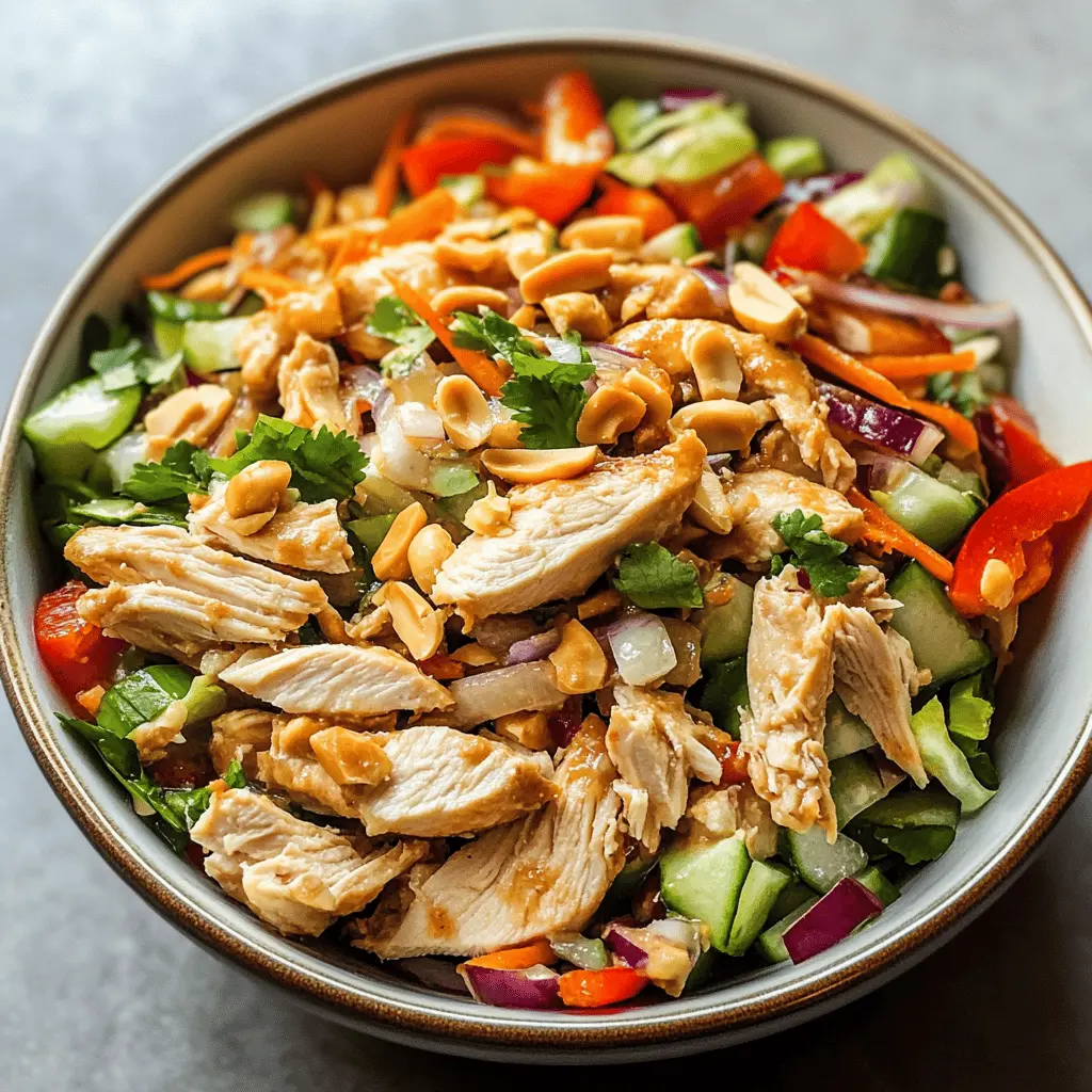 Easy Thai Chicken Salad with Creamy Peanut Dressing