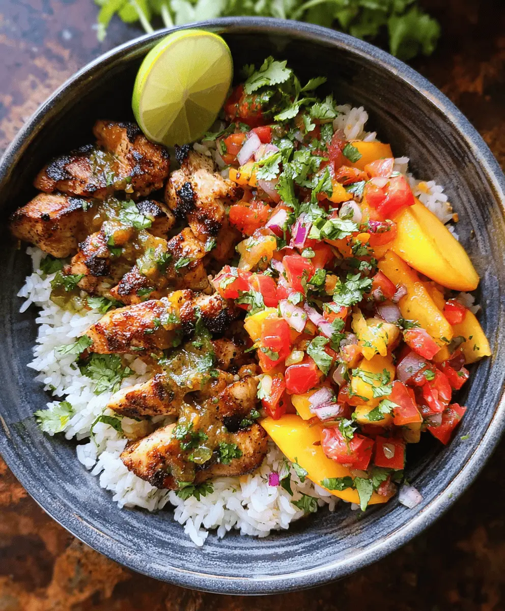 Easy Cilantro-Lime Chicken Bowls With Fresh Peach Salsa