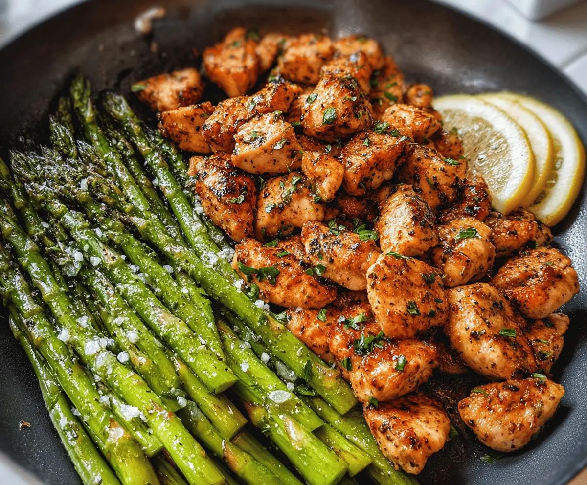 Easy Garlic Butter Chicken Bites with Asparagus