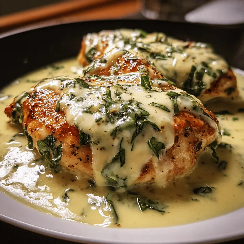 Easy Mozzarella Chicken in Creamy Basil Sauce