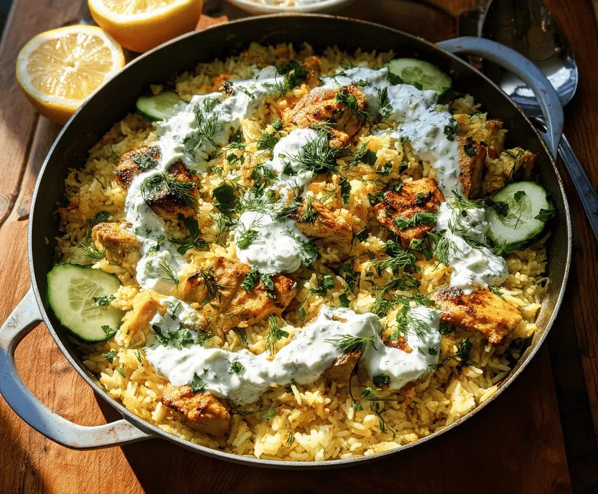 Easy Dump and Bake Chicken with Tzatziki Rice