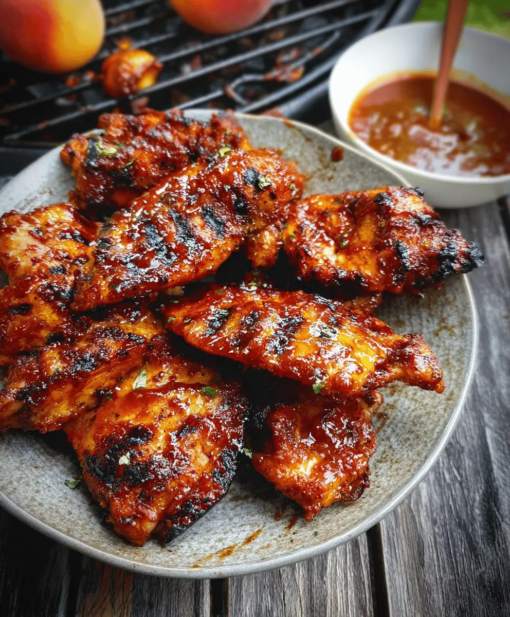Easy Peach Bourbon BBQ Grilled Chicken