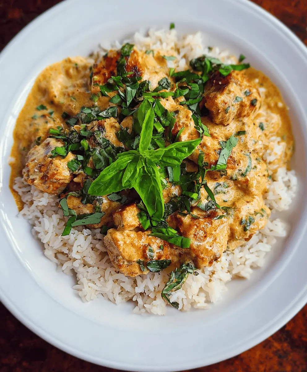 Easy Basil Chicken with Creamy Coconut Curry Sauce