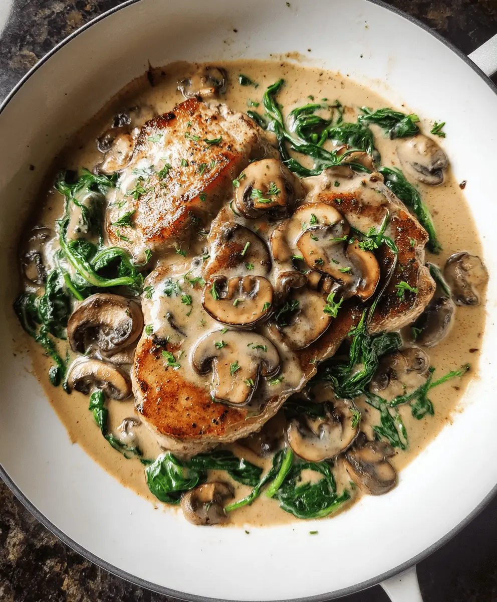 Easy Creamy Spinach Mushroom Pork Chops Recipe