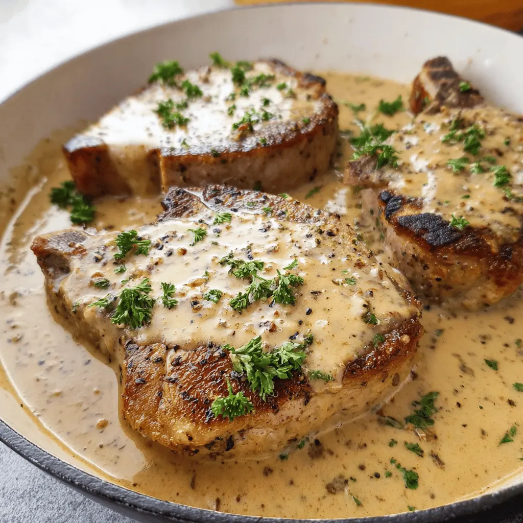 Easy Slow Cooker Pork Chops with Garlic Parmesan Sauce