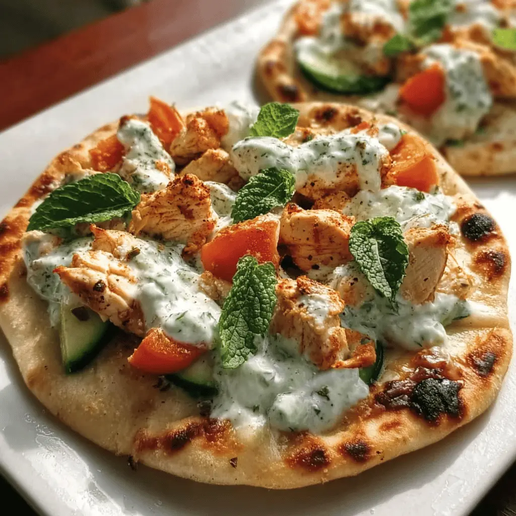 Easy Tzatziki Chicken and Veggie Naan Pizza