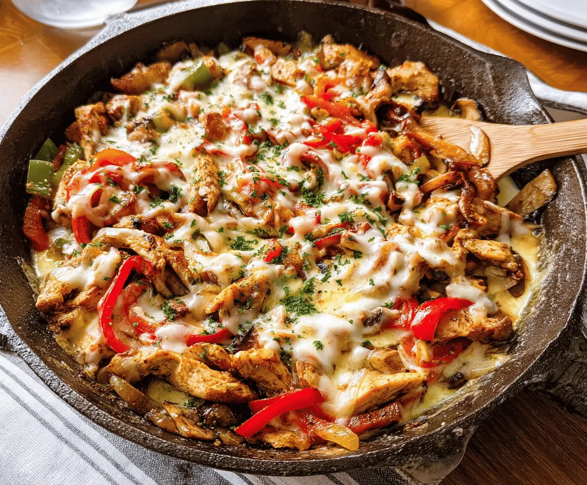 Easy Chicken Cheesesteak Skillet Recipe