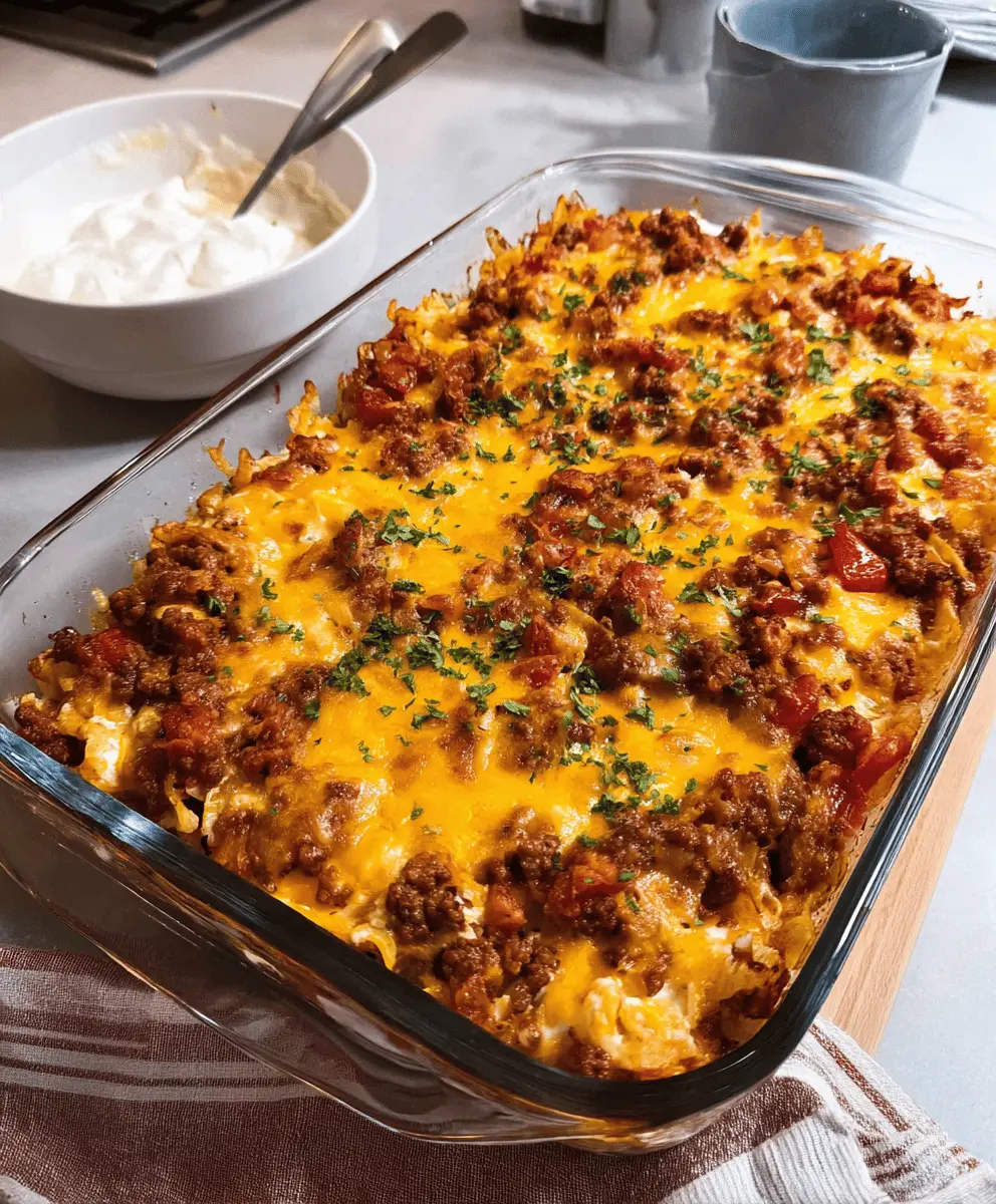 Easy Cheesy Hamburger Casserole Recipe