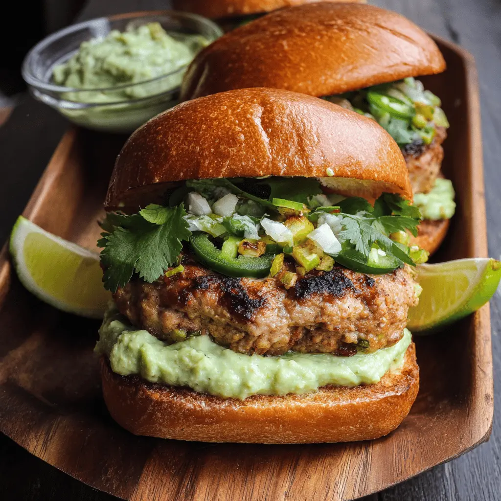 Easy Honey Jalapeño Turkey Burgers with Creamy Avocado Sauce