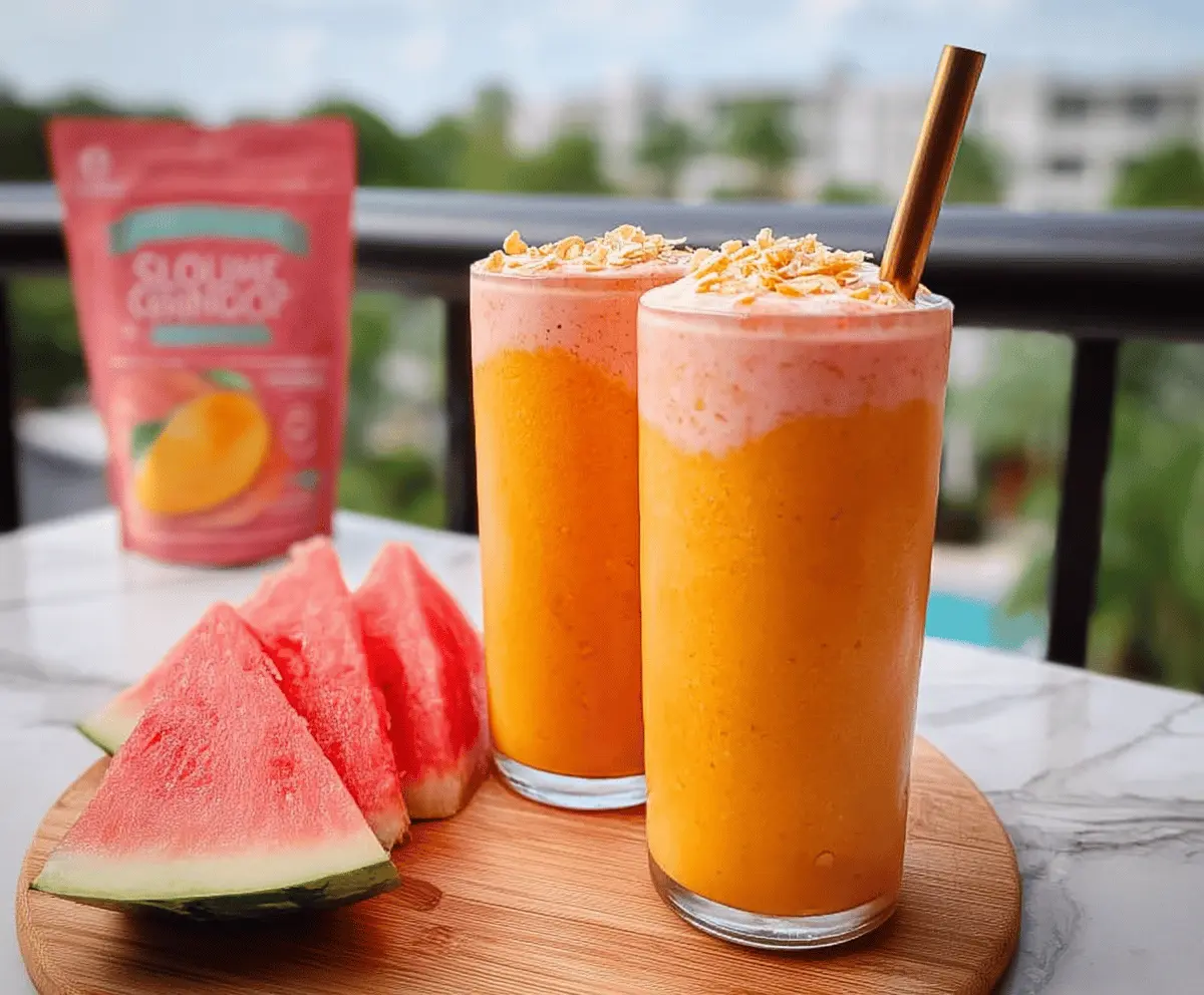Easy Mango Watermelon Sunrise Smoothie Recipe