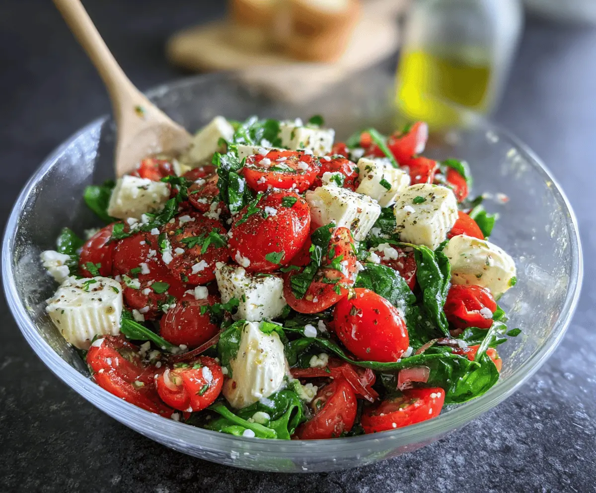 Easy Spinach Tomato Salad With Feta Cheese