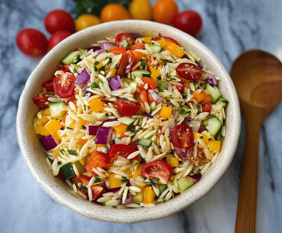 Easy Rainbow Orzo Salad Recipe