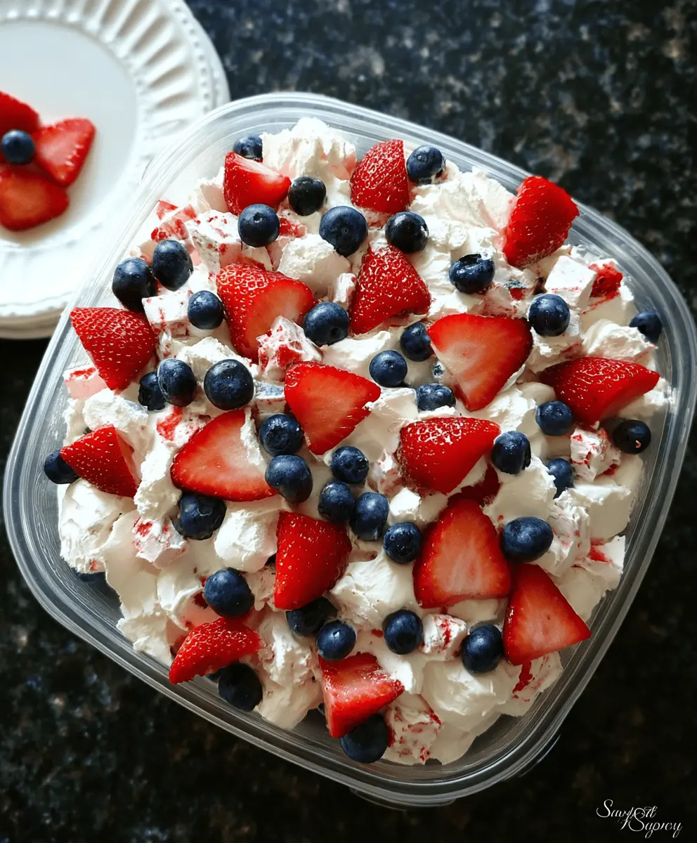 Easy Red White And Blue Cheesecake Salad Recipe