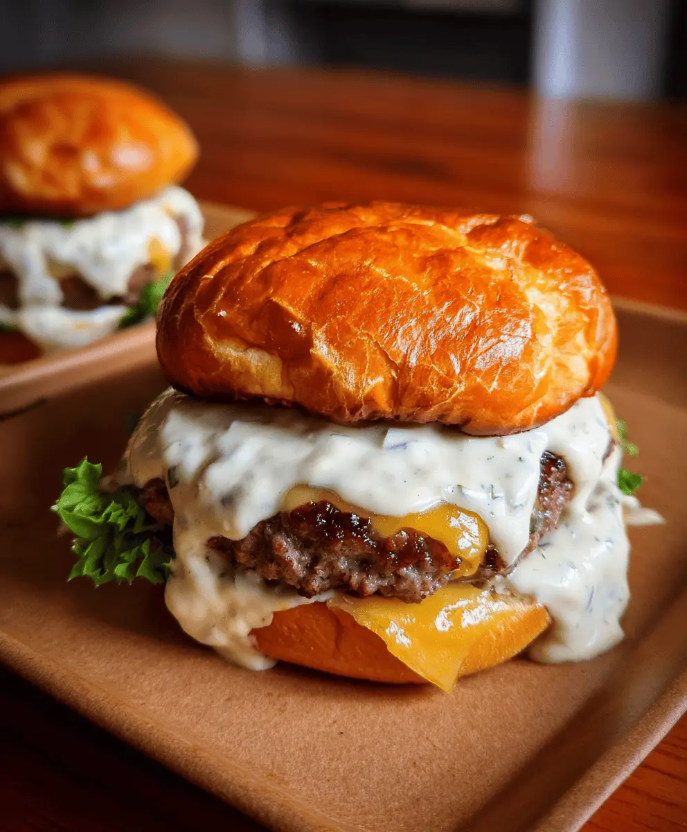 Garlic Burgers With Creamy Garlic Sauce