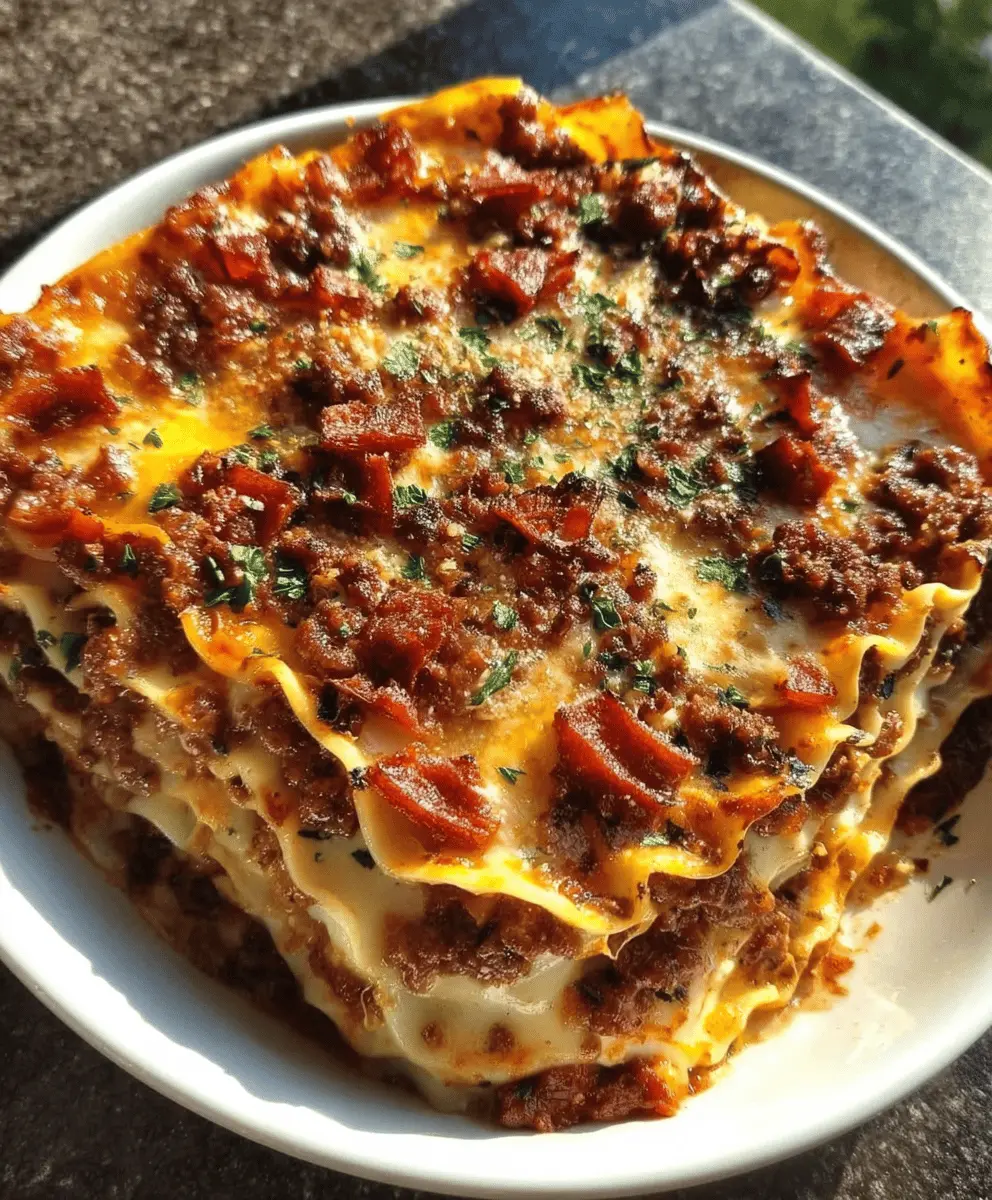Easy Parmesan Garlic Bacon Cheeseburger Lasagna Recipe