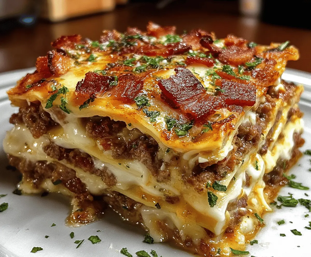 Easy Parmesan Garlic Bacon Cheeseburger Lasagna Recipe