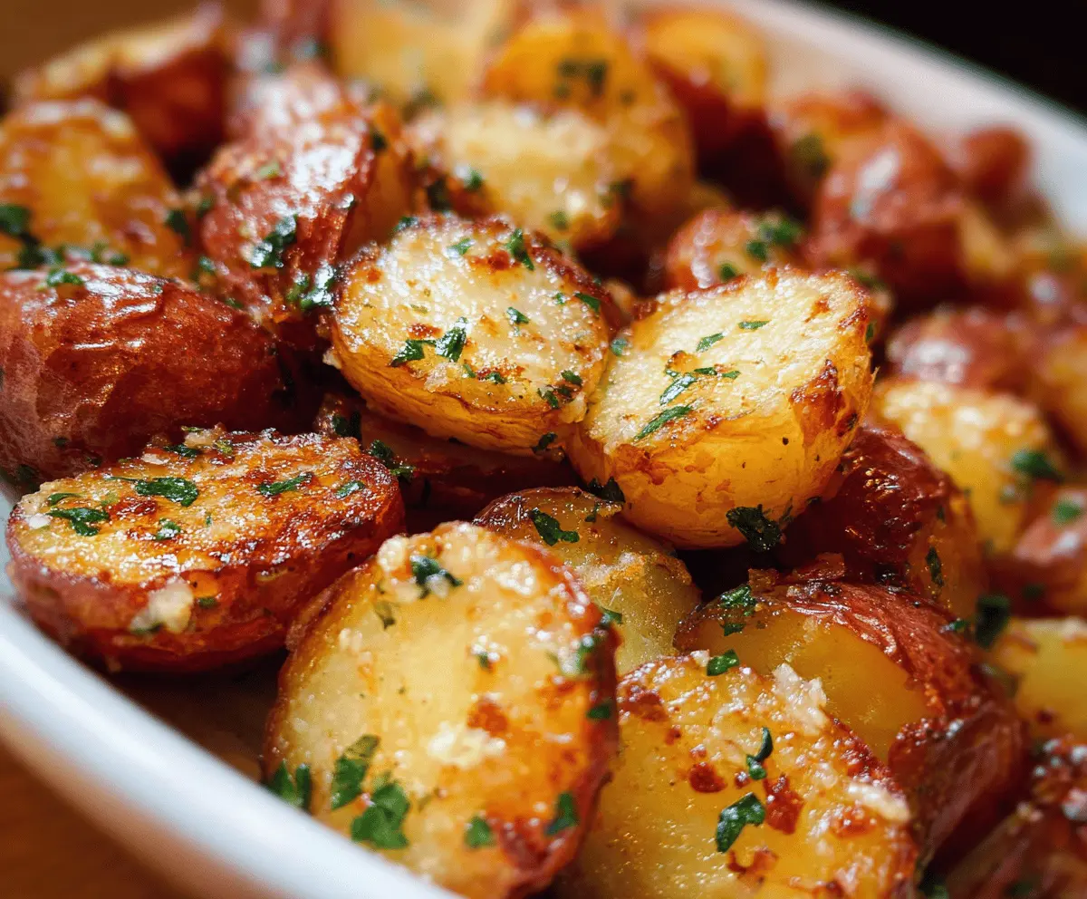 Creamy Roasted Garlic Butter Parmesan Potatoes