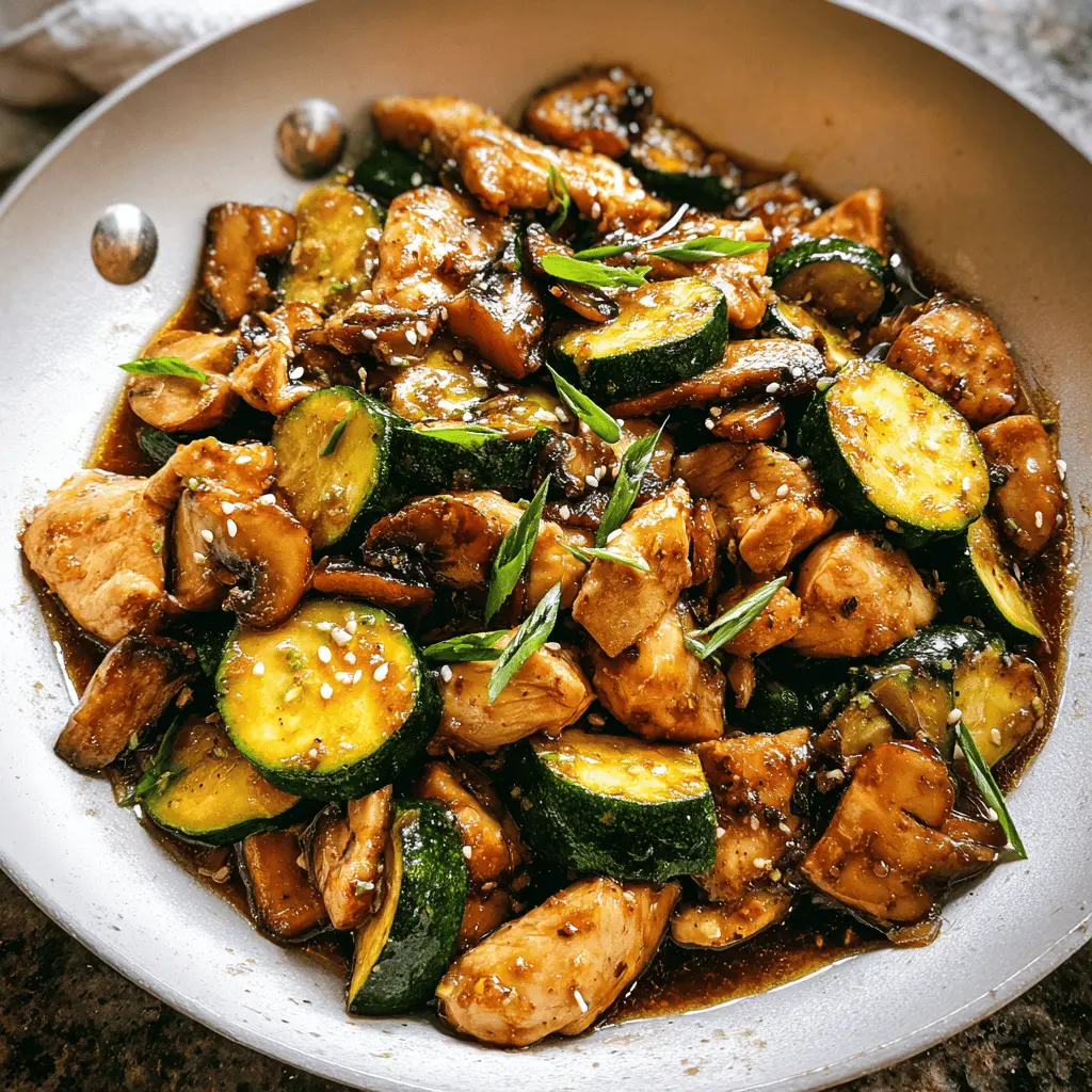 Easy Zucchini Mushroom Chicken Stir Fry Recipe