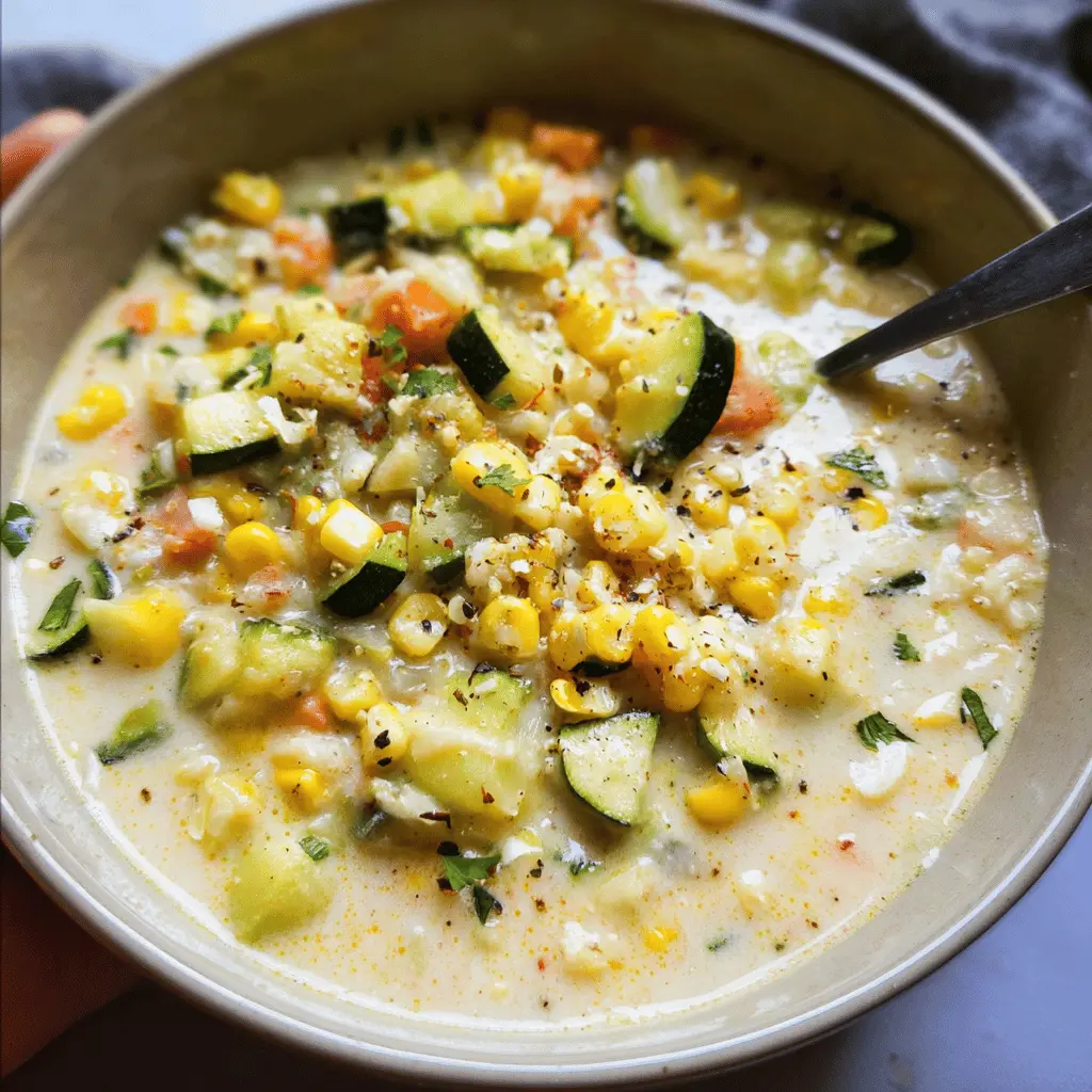 Creamy Summer Corn and Zucchini Chowder Recipe