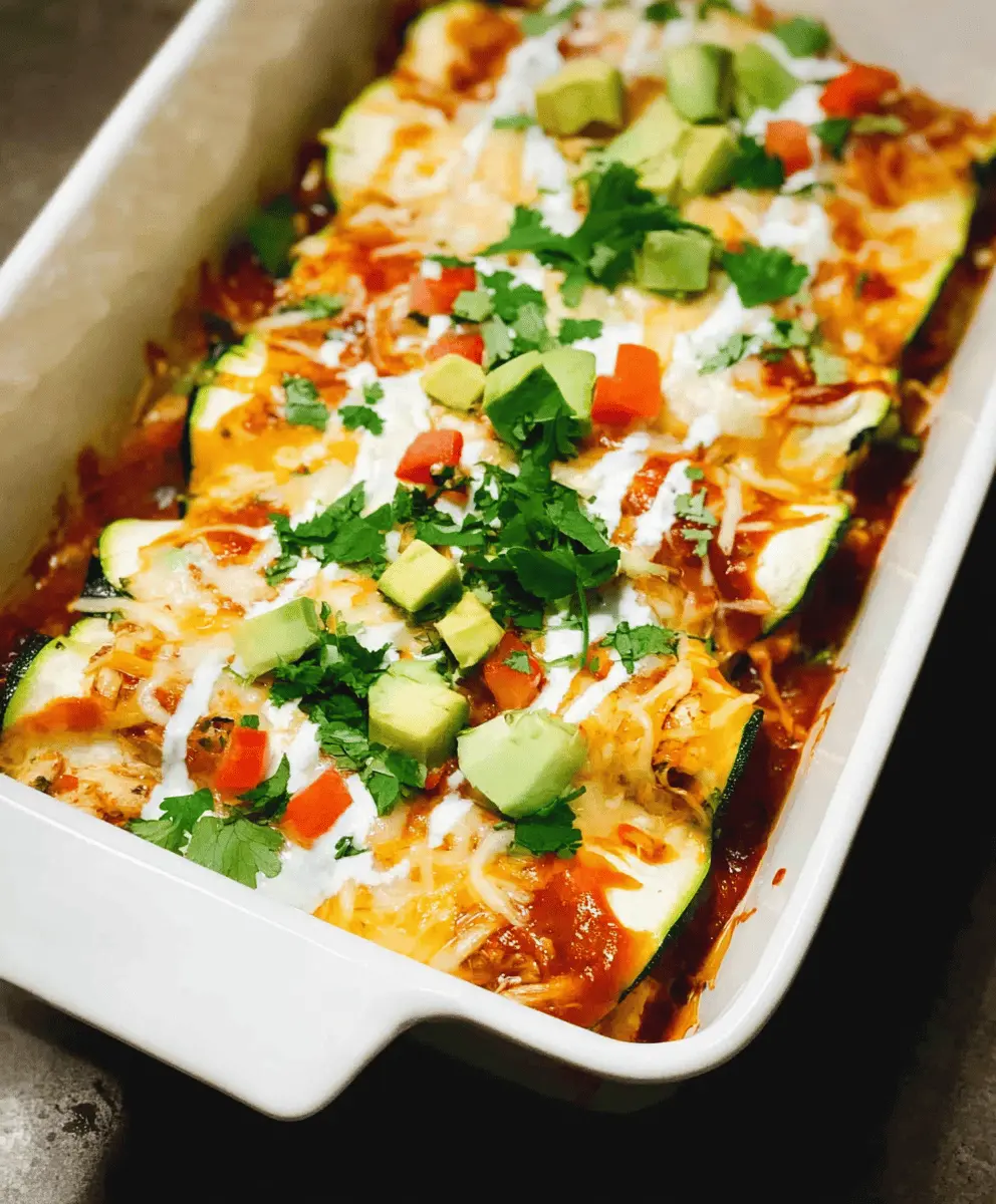 Low Carb Keto Chicken Enchiladas with Zucchini