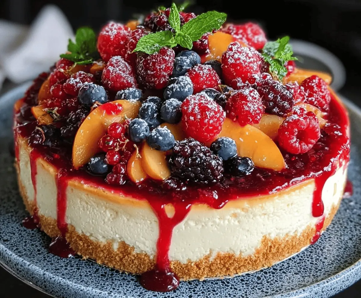 Easy Summer Berry and Peach Cheesecake Recipe