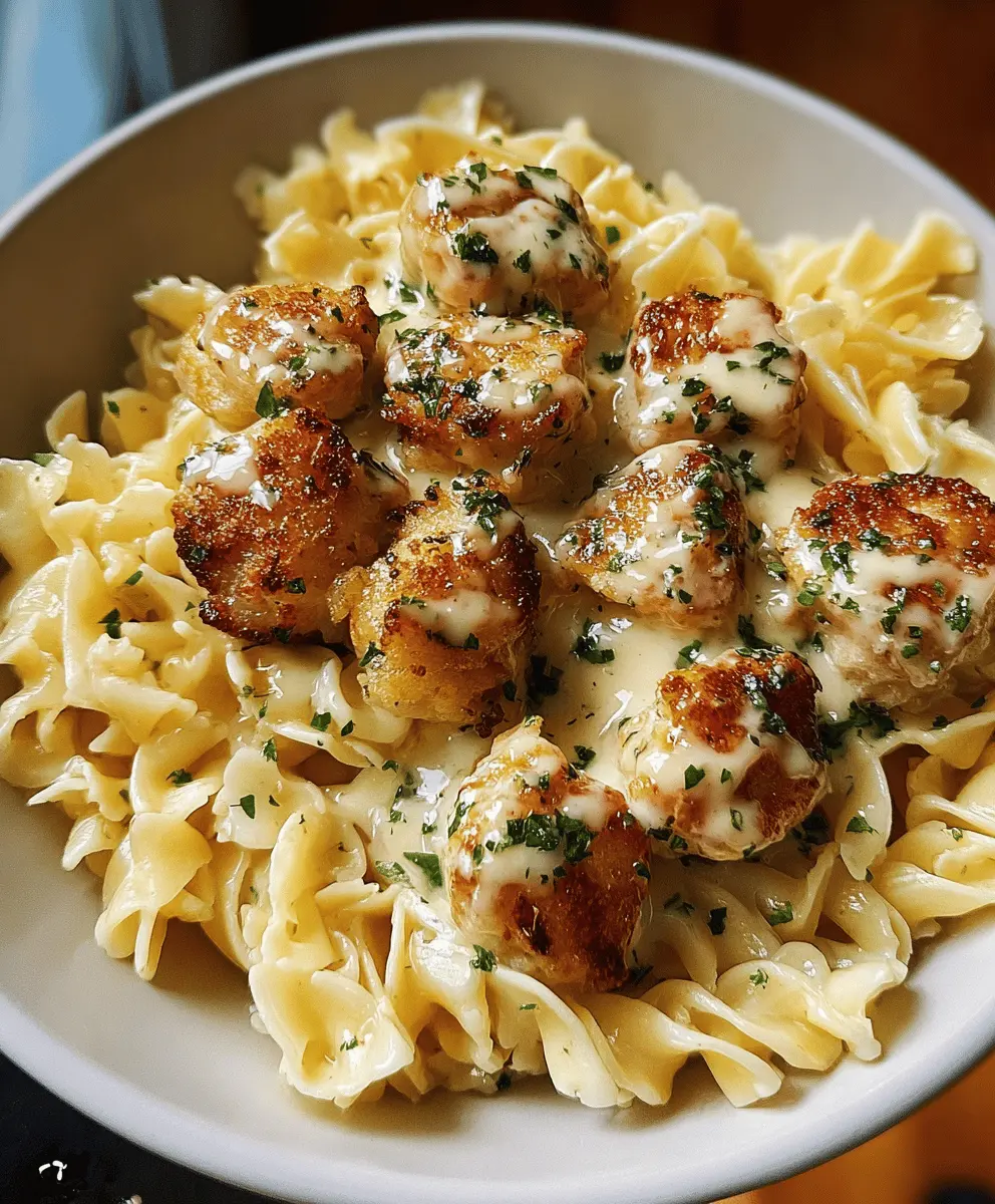 Garlic Butter Chicken Bites with Creamy Parmesan Pasta
