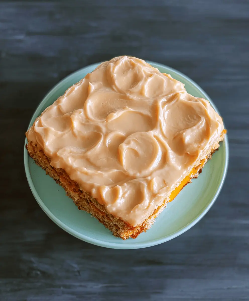 Moist Peach Cake with Brown Sugar Frosting