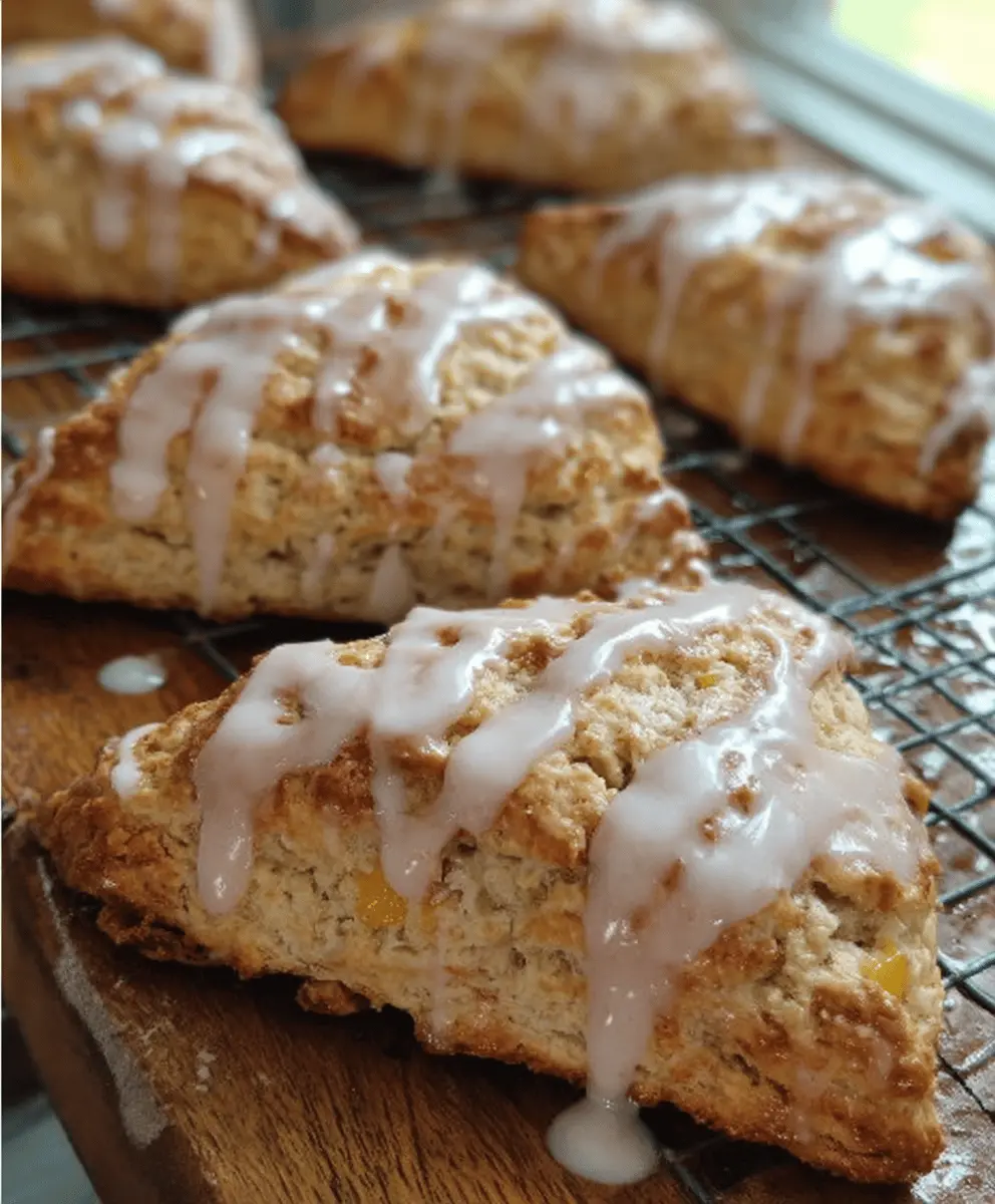 Easy Peach Pie Scones With Sweet Vanilla Glaze