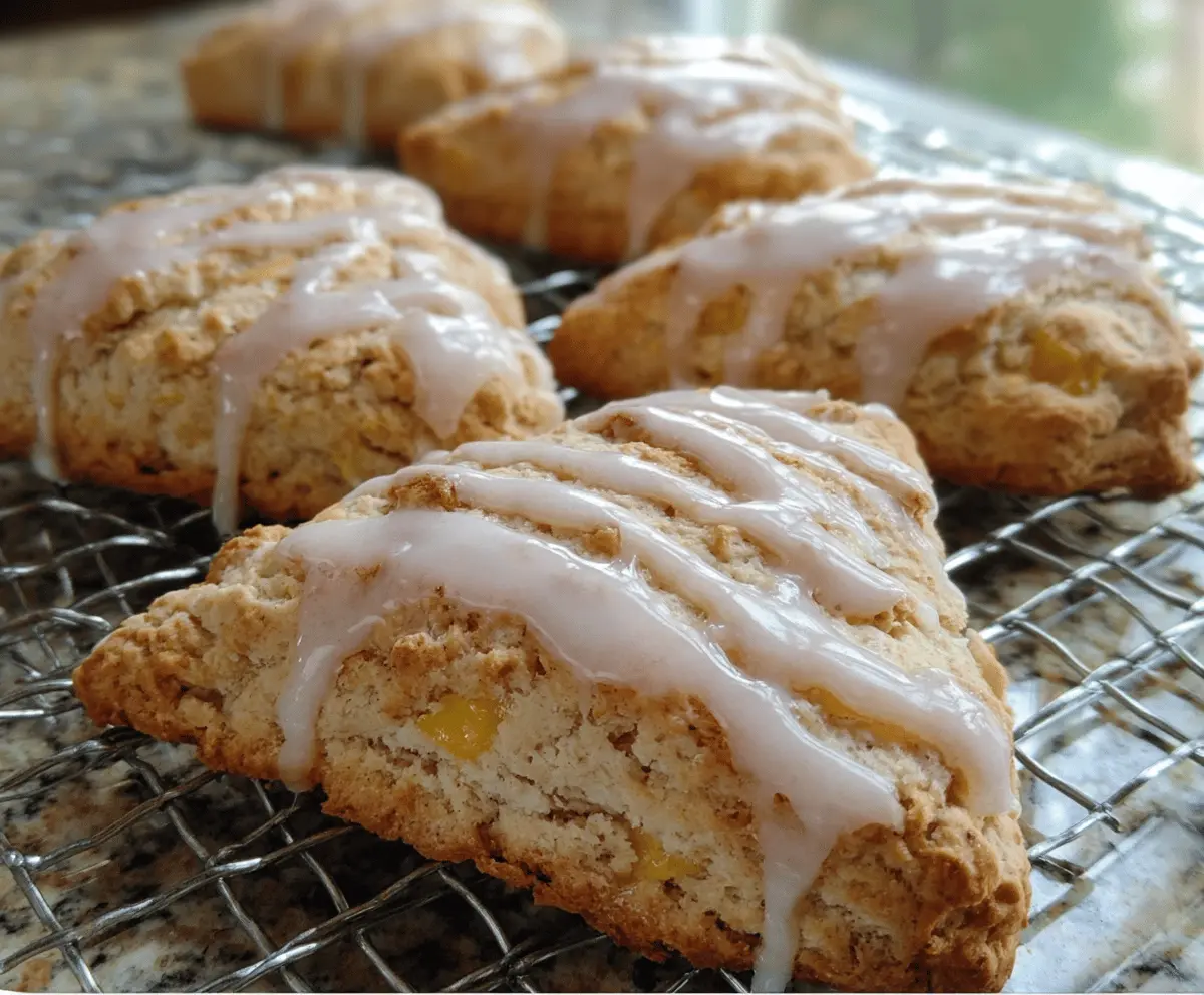 Easy Peach Pie Scones With Sweet Vanilla Glaze