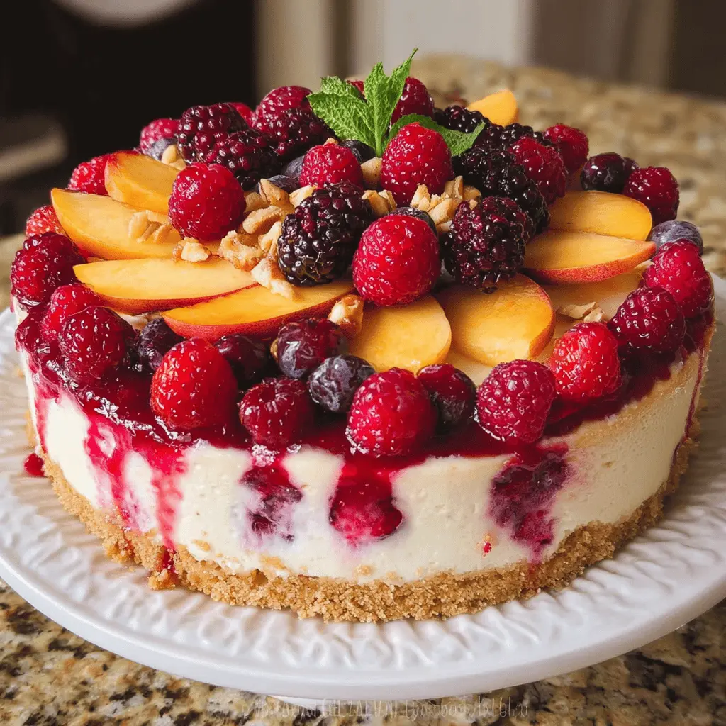 Refreshing Summer Berry and Peach Cheesecake Recipe