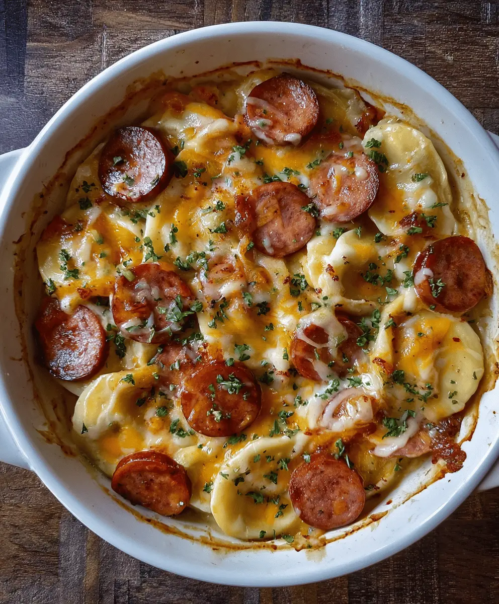 Easy Crockpot Pierogi Casserole with Kielbasa