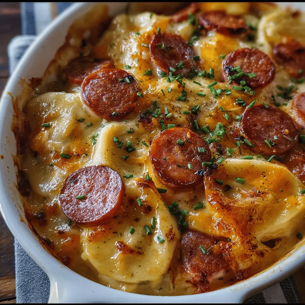 Easy Crockpot Pierogi Casserole with Kielbasa