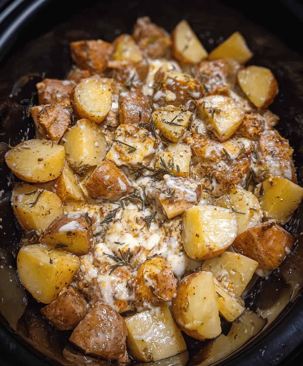 Easy Crockpot Garlic Parmesan Chicken and Potatoes