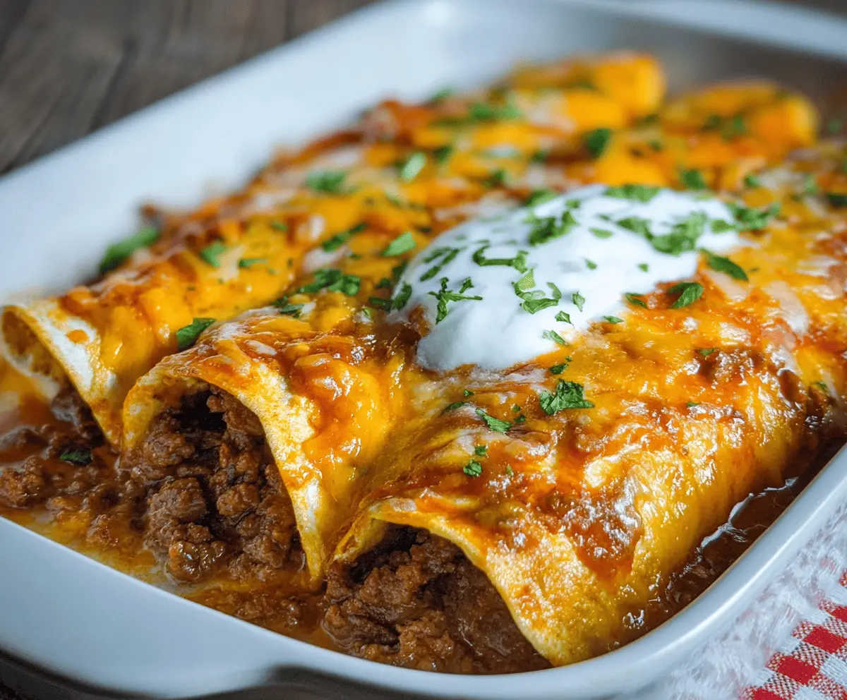 Easy Cheesy Ground Beef Enchiladas Recipe