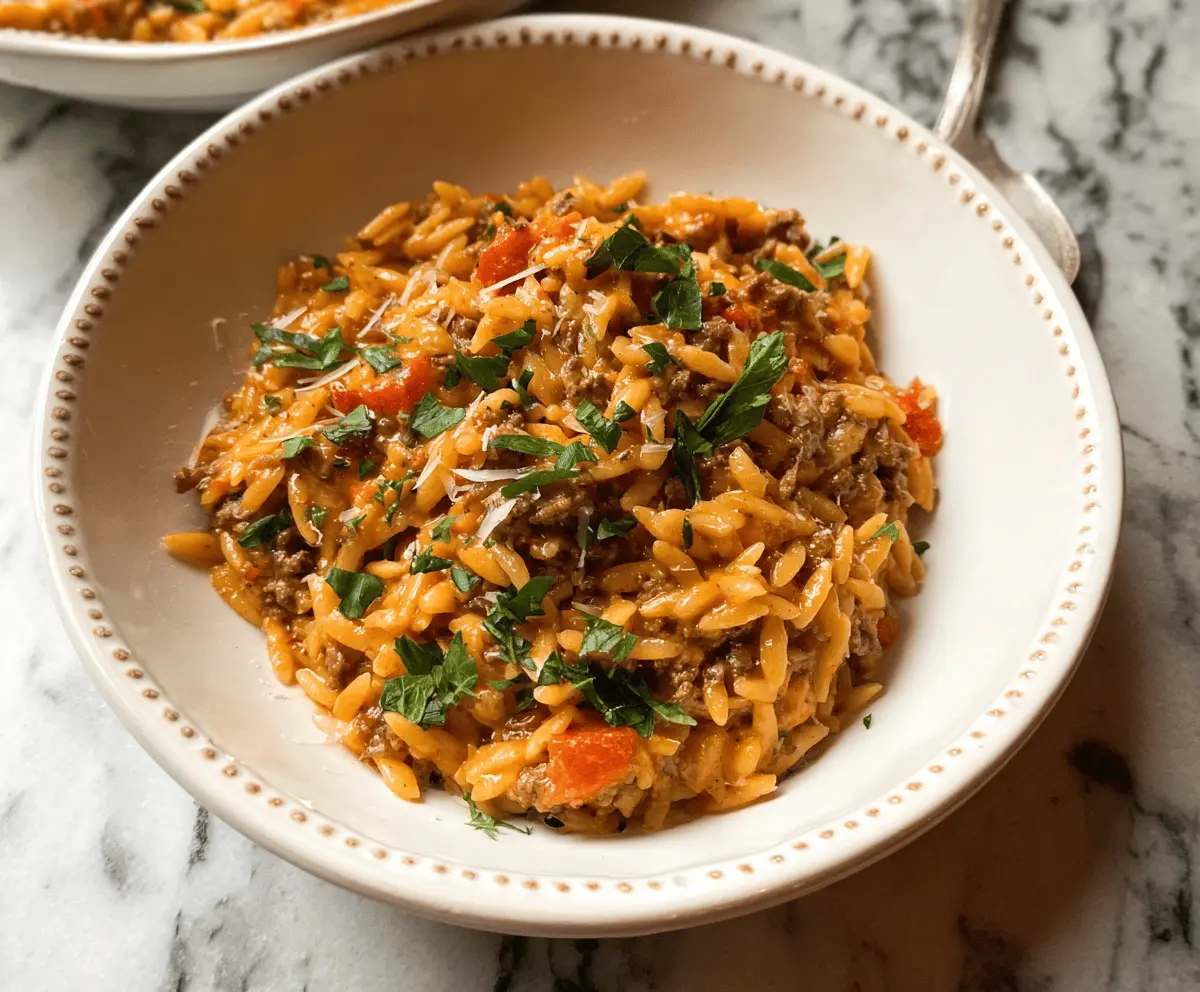 Easy Savory Ground Beef Orzo Dinner Recipe