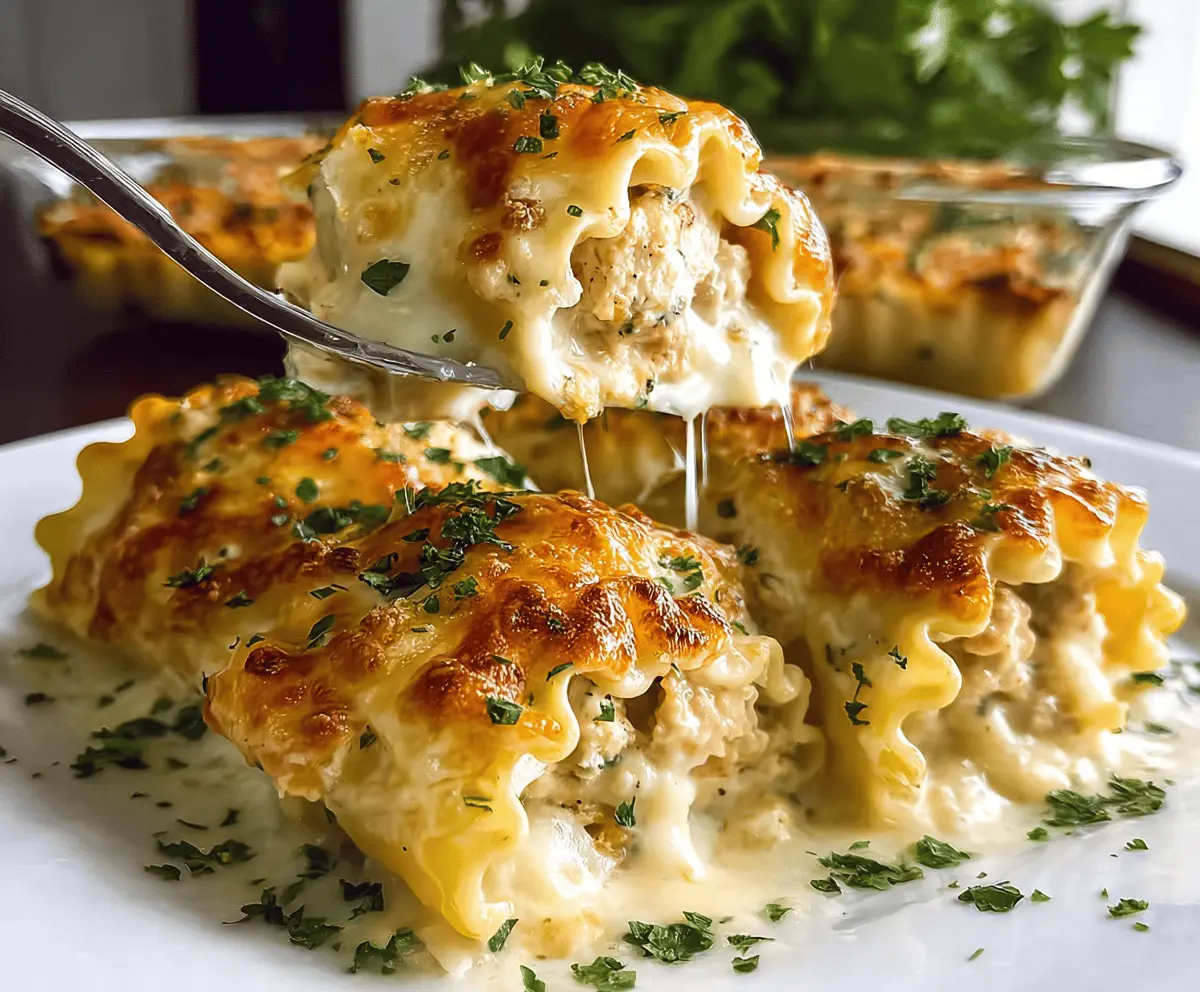 Cheesy Chicken Alfredo Lasagna Rolls Recipe