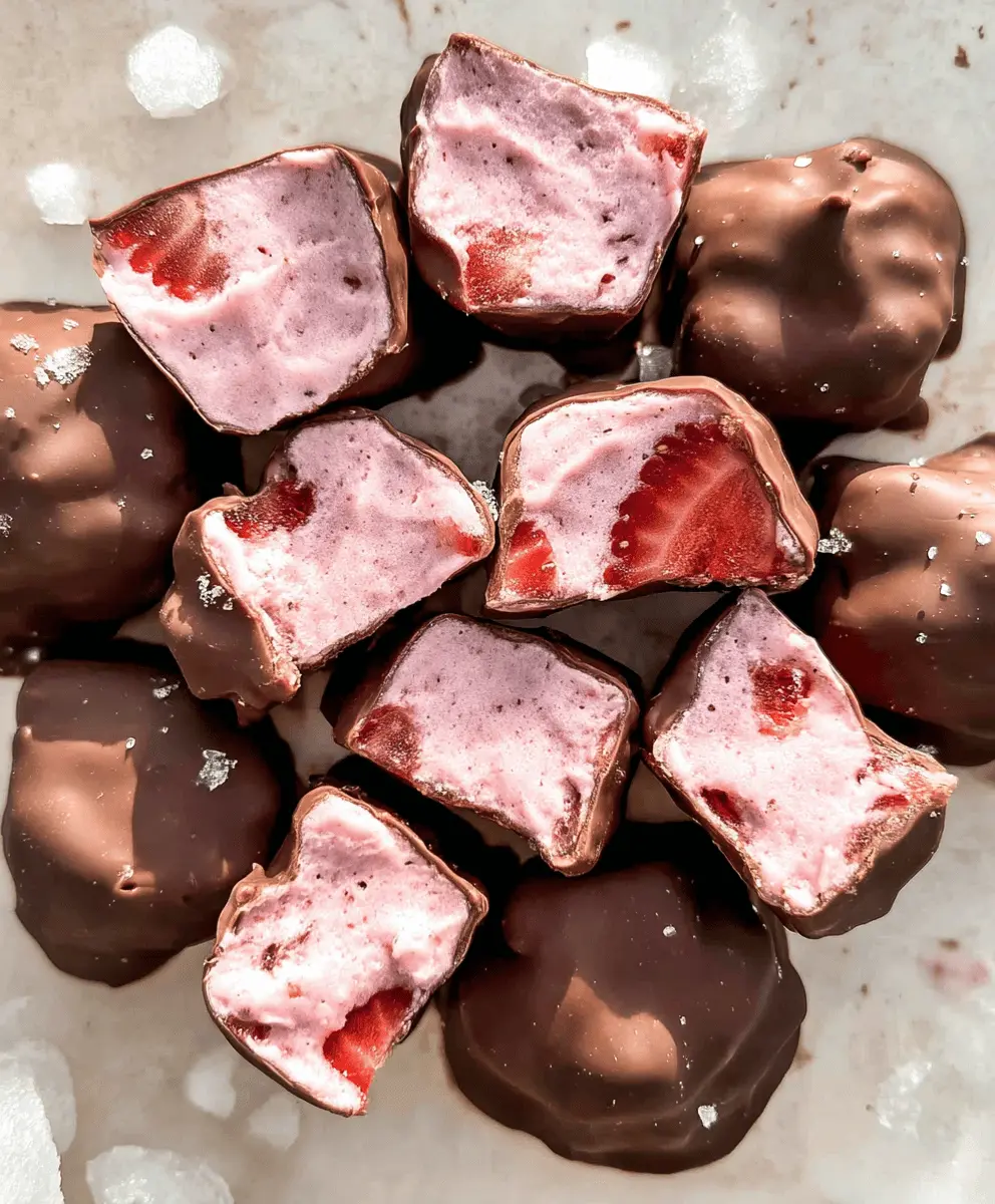 Easy Chocolate Strawberry Frozen Yogurt Bites