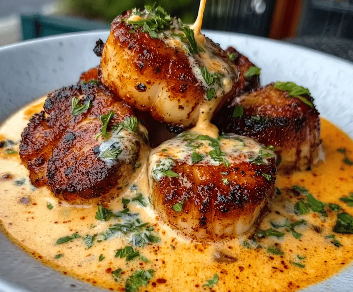 Seared Scallops With Creamy Spicy Cajun Sauce